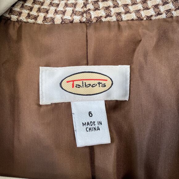 Vintage Talbots Houndstooth Brown Fitted Blazer Women's Size 6 - Picture 3 of 13